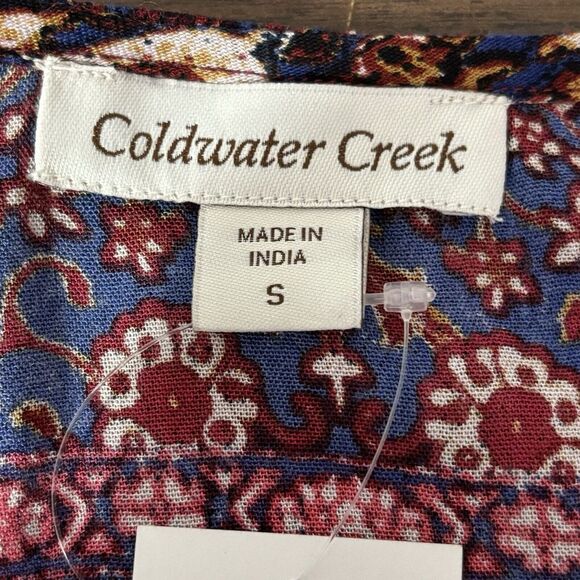 Coldwater Creek Dress Womens Small Wine Multi Under‎ Slip Tie Front NEW - Picture 5 of 11